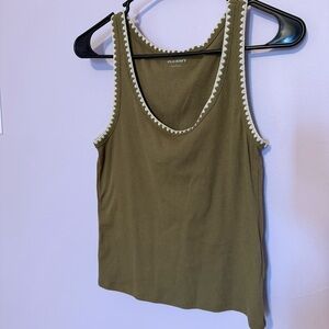 Old Navy Khaki Women's Tank Top with White Trim